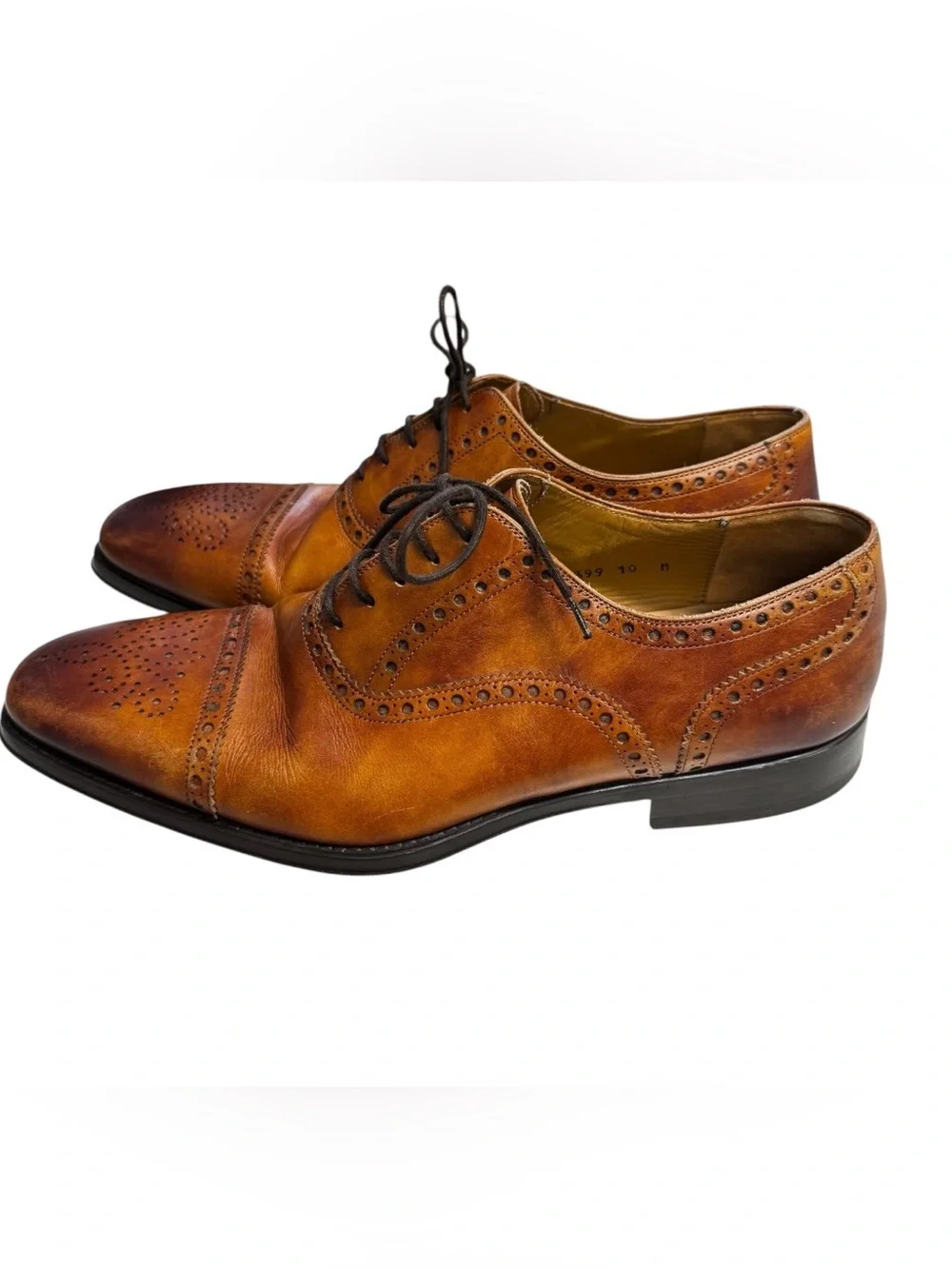 Maganni Cieza Classic Men's Brown Leather Brogue Oxford Shoes Size 10M